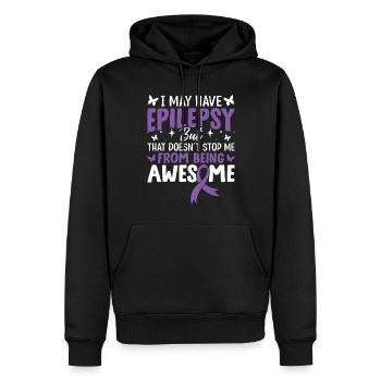 Ich habe möglicherweise Epilepsie, Purple Ribbon Nervensystem - Männer Premium Bio Hoodie - Schwarz - Vorne - Nico (187cm)