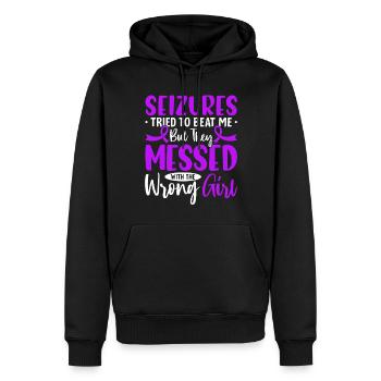 Anfälle versucht, mich zu schlagen lila Schleife lustig - Männer Premium Bio Hoodie - Schwarz - Vorne - Nico (187cm)