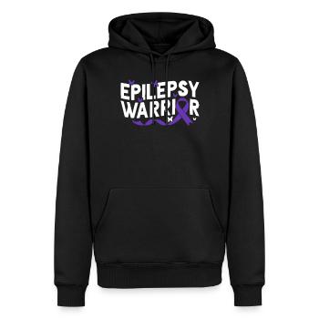 Epilepsie Krieger Nervensystem Lila Band - Männer Premium Bio Hoodie - Schwarz - Vorne - Nico (187cm)