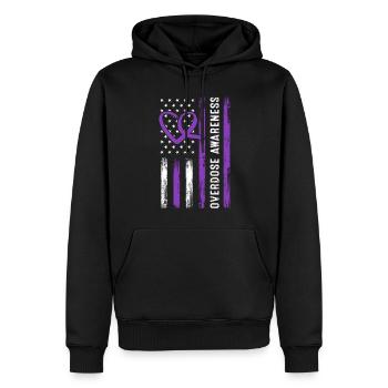 Überdosis-Bewusstsein USA Flagge Purple Ribbon Droge - Männer Premium Bio Hoodie - Schwarz - Vorne - Nico (187cm)