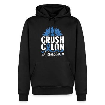 Crush Colon Cancer Blue Ribbon Bowel Colonoscopy - Men’s Premium Organic Hoodie - black - Front - Nico (187cm)