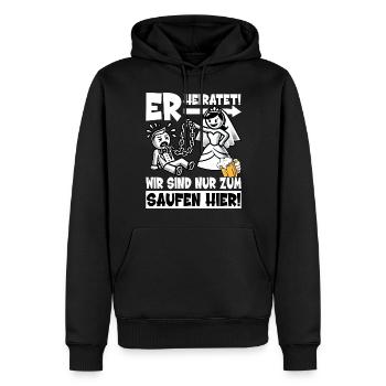 Junggesellenabschied Männer T-Shirt JGA Poltern - Männer Premium Bio Hoodie - Schwarz - Vorne - Nico (187cm)