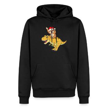Noël drôle Dino mignon paresseux dinosaure - Sweat à capuche Premium bio Homme - noir - Devant - Nico (187cm)