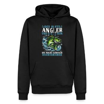 Pêcheur Canne à pêche Drôle Pêcheur Hobby Pêcheur - Sweat à capuche Premium bio Homme - noir - Devant - Nico (187cm)