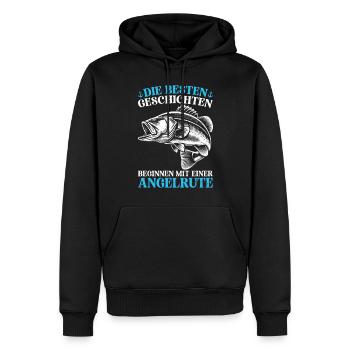 Pêcheur Canne à pêche Drôle Pêcheur Hobby Pêcheur - Sweat à capuche Premium bio Homme - noir - Devant - Nico (187cm)