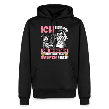 Junggesellenabschied Männer T-Shirt Bräutigam JGA - Männer Premium Bio Hoodie - Schwarz - Vorne - Nico (187cm)