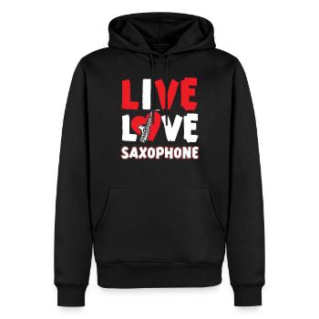 Saxophone Live Love Saxophone - Männer Premium Bio Hoodie - Schwarz - Vorne - Nico (187cm)
