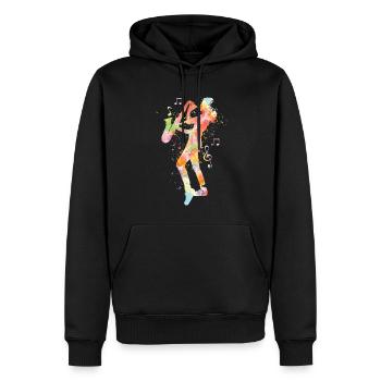 Saxophone Watercolor - Männer Premium Bio Hoodie - Schwarz - Vorne - Nico (187cm)