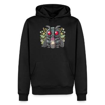 Cute Moth boit du thé à bulles - Sweat à capuche Premium bio Homme - noir - Devant - Nico (187cm)