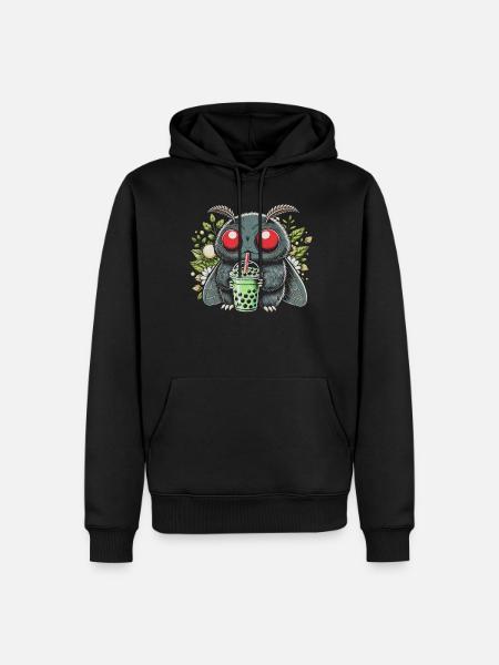 Mothman Drinking Bubble Tea - Men’s Premium Organic Hoodie - black