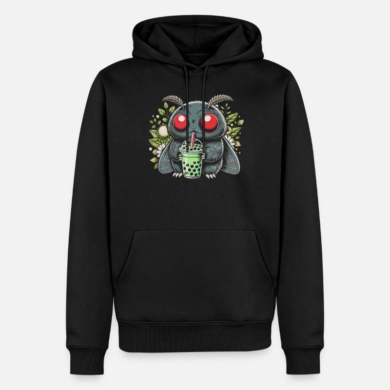 Mothman Drinking Bubble Tea - Männer Premium Bio Hoodie - Schwarz