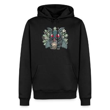 Mothman Enjoying Bubble Tea - Männer Premium Bio Hoodie - Schwarz - Vorne - Nico (187cm)