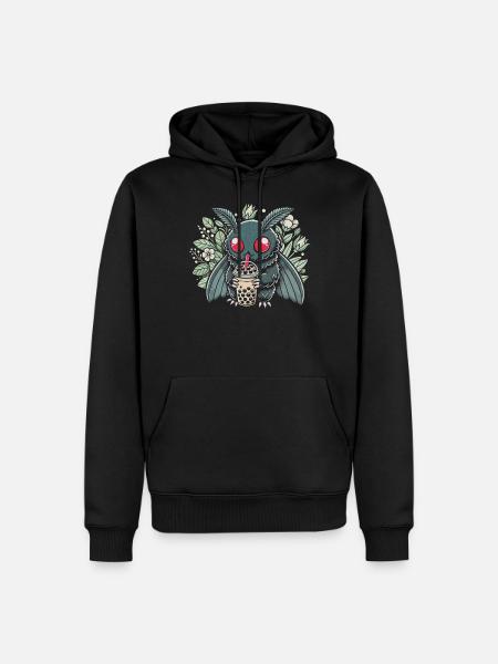 Mothman Enjoying Bubble Tea - Men’s Premium Organic Hoodie - black