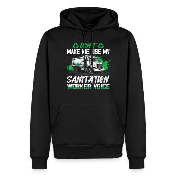 Chauffeur de camion à ordures pour les travailleurs de l’assainissement - Sweat à capuche Premium bio Homme - noir - Devant - Nico (187cm)