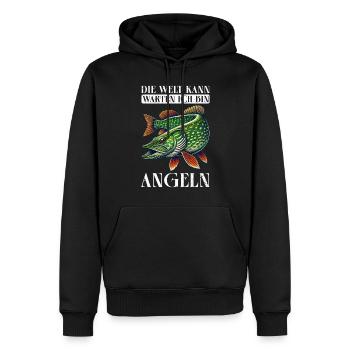 Angler Angelrute Witziges Fischer Hobbyfischer - Männer Premium Bio Hoodie - Schwarz - Vorne - Nico (187cm)