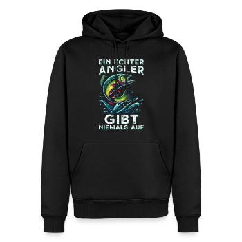 Pêcheur Canne à pêche Drôle Pêcheur Hobby Pêcheur - Sweat à capuche Premium bio Homme - noir - Devant - Nico (187cm)