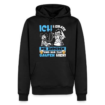 JGA Männer T-Shirt Bräutigam Junggesellenabschied - Männer Premium Bio Hoodie - Schwarz - Vorne - Nico (187cm)