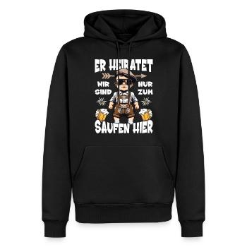 JGA Männer T-Shirt poltern Polterabend Polterer - Männer Premium Bio Hoodie - Schwarz - Vorne - Nico (187cm)