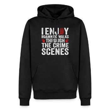 Drôle Médico-légale, Scène de crime, Criminologie, Preuves - Sweat à capuche Premium bio Homme - noir - Devant - Nico (187cm)