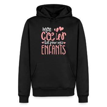 Mon Cœur Bat Pour Mes Enfants Loving Parents - Sweat à capuche Premium bio Homme - noir - Devant - Nico (187cm)