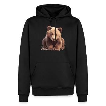 Ours Kodiak Ours Kodiak - Sweat à capuche Premium bio Homme - noir - Devant - Nico (187cm)