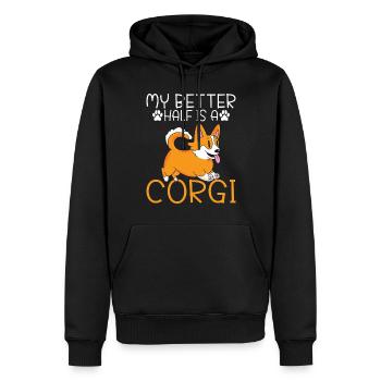 Cadeaux de corgi pour les amateurs de corgi - Sweat à capuche Premium bio Homme - noir - Devant - Nico (187cm)