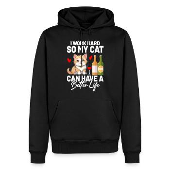 Je travaille dur pour que mon chat puisse avoir une vie meilleure - Sweat à capuche Premium bio Homme - noir - Devant - Nico (187cm)