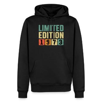 Édition limitée 1973 - Sweat à capuche Premium bio Homme - noir - Devant - Nico (187cm)