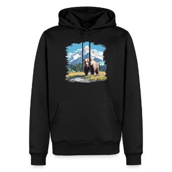 Ours Kodiak Ours Kodiak - Sweat à capuche Premium bio Homme - noir - Devant - Nico (187cm)