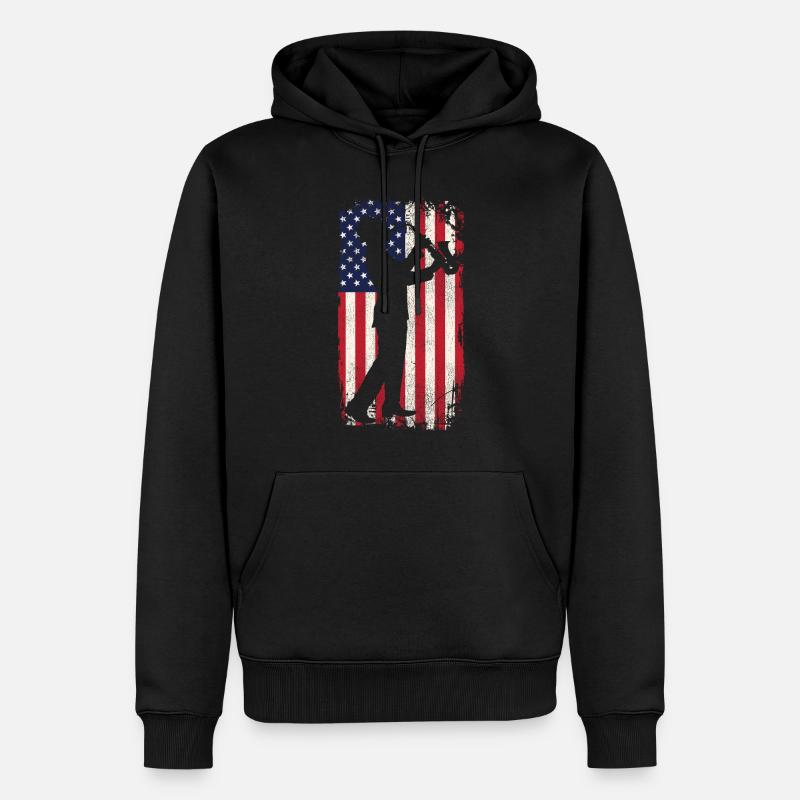 Saxophones Drapeau Américain - Sweat à capuche Premium bio Homme - noir