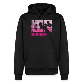 Saxophone Rétro Vintage Real Girls - Sweat à capuche Premium bio Homme - noir - Devant - Nico (187cm)