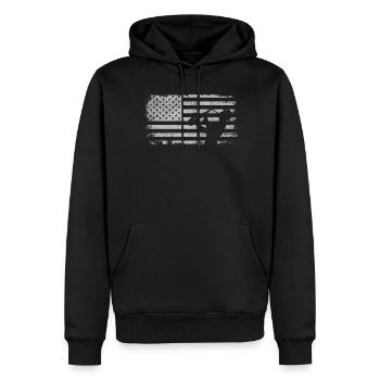 Saxophone American Flag - Männer Premium Bio Hoodie - Schwarz - Vorne - Nico (187cm)