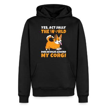 Cadeaux de corgi pour les amateurs de corgi - Sweat à capuche Premium bio Homme - noir - Devant - Nico (187cm)