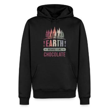 Sauvez la Terre Environnement Chocolat Journée de la Terre - Sweat à capuche Premium bio Homme - noir - Devant - Nico (187cm)