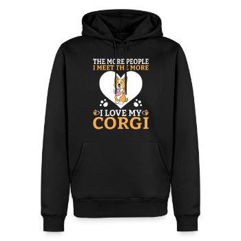 Cadeaux de corgi pour les amateurs de corgi - Sweat à capuche Premium bio Homme - noir - Devant - Nico (187cm)
