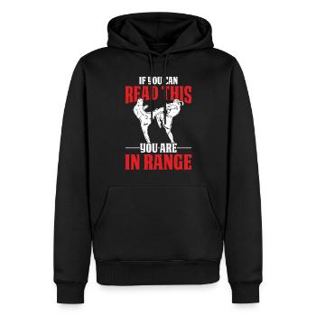 If You Can Read This You Are In Range Mixed - Men’s Premium Organic Hoodie - black - Front - Nico (187cm)