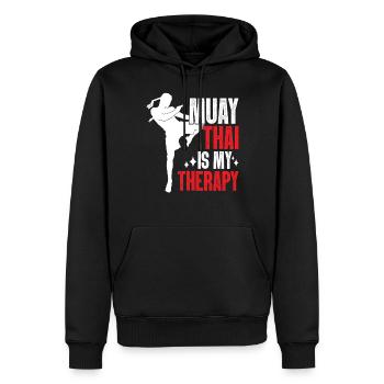 Muay Thai ist meine Therapiekunst der acht Glieder Muay - Männer Premium Bio Hoodie - Schwarz - Vorne - Nico (187cm)