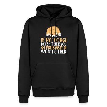 Cadeaux de corgi pour les amateurs de corgi - Sweat à capuche Premium bio Homme - noir - Devant - Nico (187cm)