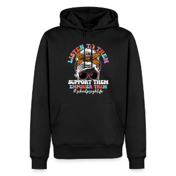 Psychologue scolaire - Sweat à capuche Premium bio Homme - noir - Devant - Nico (187cm)