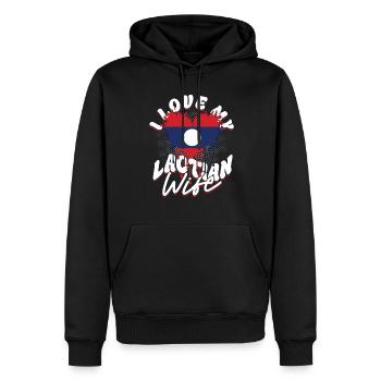 Laos Laotische Wurzel I Love My Laotian Wife - Männer Premium Bio Hoodie - Schwarz - Vorne - Nico (187cm)