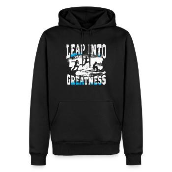 Saut en longueur Saut dans la grandeur - Sweat à capuche Premium bio Homme - noir - Devant - Nico (187cm)