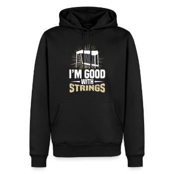 Ich Bin Gut Mit Saiten - Männer Premium Bio Hoodie - Schwarz - Vorne - Nico (187cm)