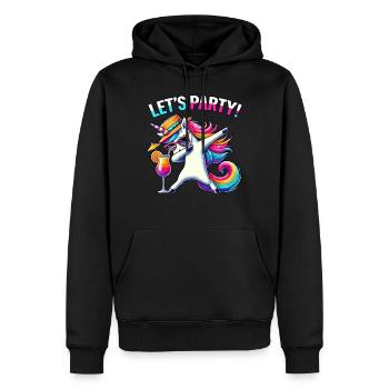 Party Outfit, Partyurlaub, Einhorn, Let's Party - Männer Premium Bio Hoodie - Schwarz - Vorne - Nico (187cm)