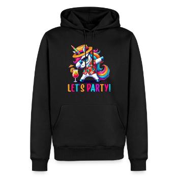 Party Outfit, Partyurlaub, Einhorn, Let's Party - Männer Premium Bio Hoodie - Schwarz - Vorne - Nico (187cm)