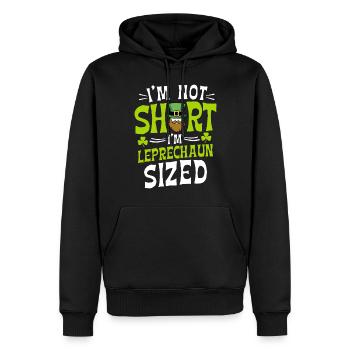 Je ne suis pas petit, j’ai la taille d’un lutin - Sweat à capuche Premium bio Homme - noir - Devant - Nico (187cm)