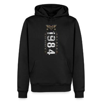 Edition Limitée 1984 Force et Honneur Anniversaire - Sweat à capuche Premium bio Homme - noir - Devant - Nico (187cm)