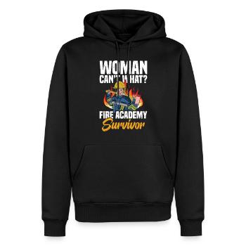 Frau Kann Nicht Was? Fire Academy Survivor - Männer Premium Bio Hoodie - Schwarz - Vorne - Nico (187cm)