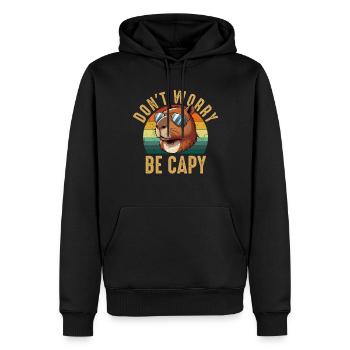don't worry be capy, capybara - Männer Premium Bio Hoodie - Schwarz - Vorne - Nico (187cm)