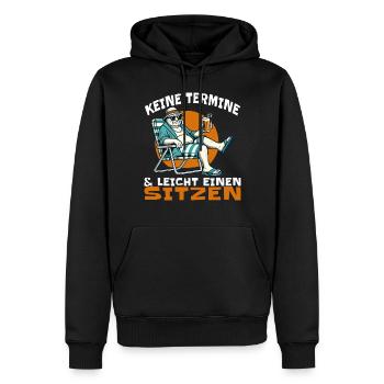 Pas de rendez-vous et facile à asseoir - Sweat à capuche Premium bio Homme - noir - Devant - Nico (187cm)