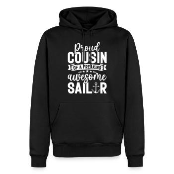 Fier cousin d’un marin Drôle de cousin à la voile - Sweat à capuche Premium bio Homme - noir - Devant - Nico (187cm)
